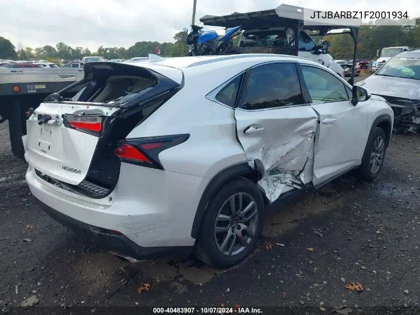 2015 Lexus Nx 200T VIN: JTJBARBZ1F2001934 Lot: 40483907