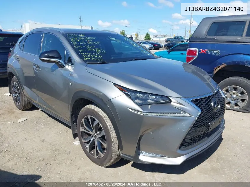 2016 Lexus Nx 200T/Base/F Sport VIN: JTJBARBZ4G2071140 Lot: 12076452