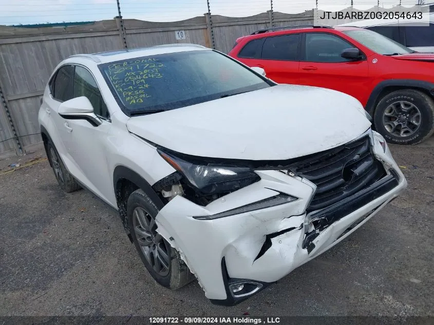 2016 Lexus Nx 200T/Base/F Sport VIN: JTJBARBZ0G2054643 Lot: 12091722