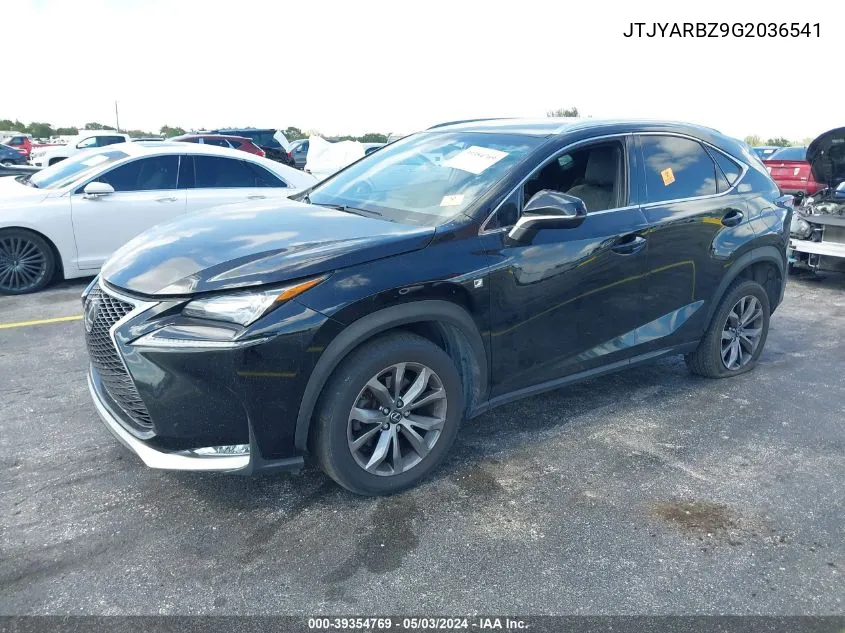 2016 Lexus Nx 200T F Sport VIN: JTJYARBZ9G2036541 Lot: 39354769