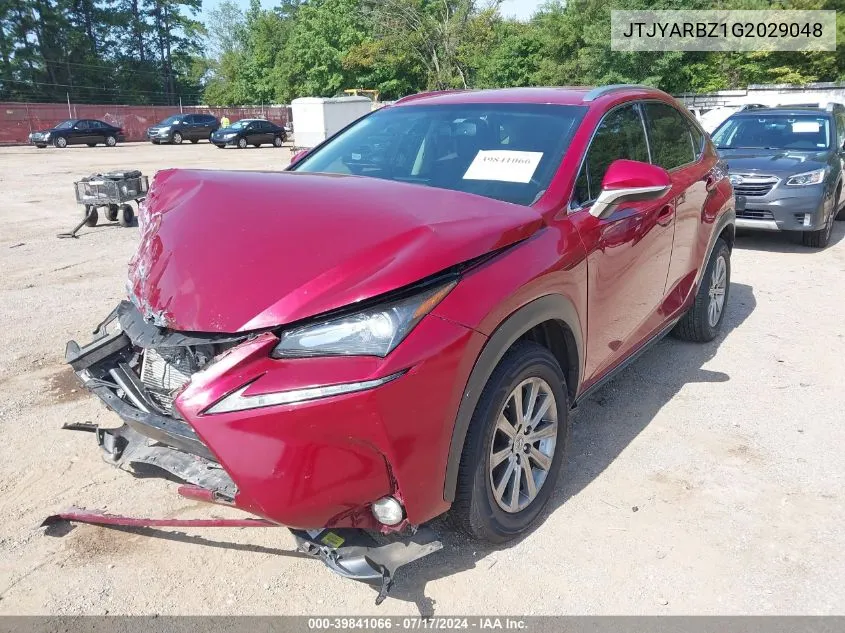 2016 Lexus Nx 200T VIN: JTJYARBZ1G2029048 Lot: 39841066