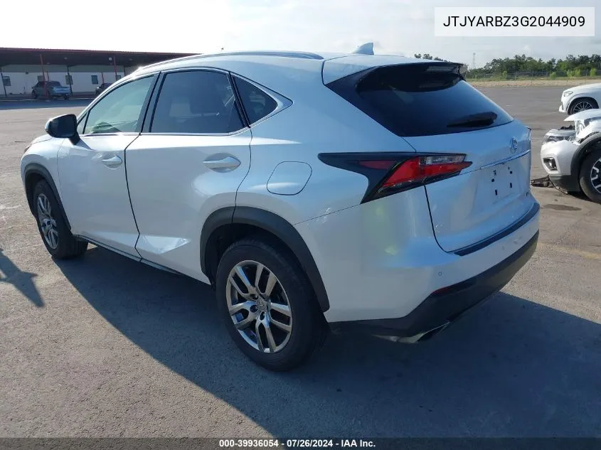 2016 Lexus Nx 200T/Base/F Sport VIN: JTJYARBZ3G2044909 Lot: 39936054