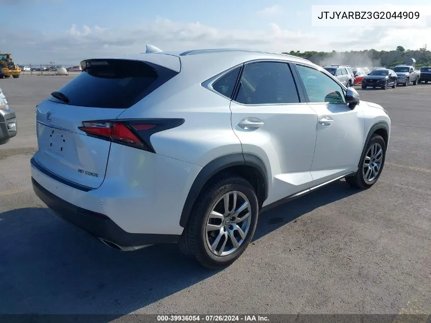 2016 Lexus Nx 200T/Base/F Sport VIN: JTJYARBZ3G2044909 Lot: 39936054