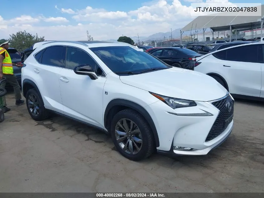 JTJYARBZXG2047838 2016 Lexus Nx 200T F Sport