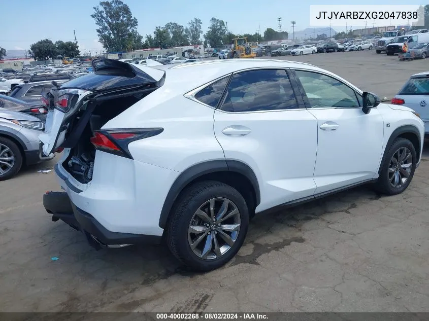 JTJYARBZXG2047838 2016 Lexus Nx 200T F Sport