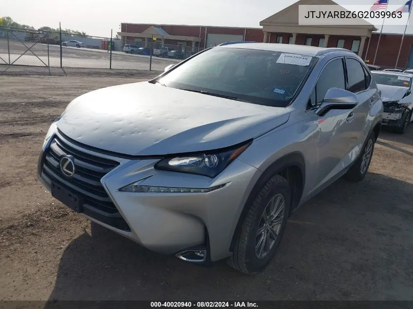 2016 Lexus Nx 200T VIN: JTJYARBZ6G2039963 Lot: 40020940