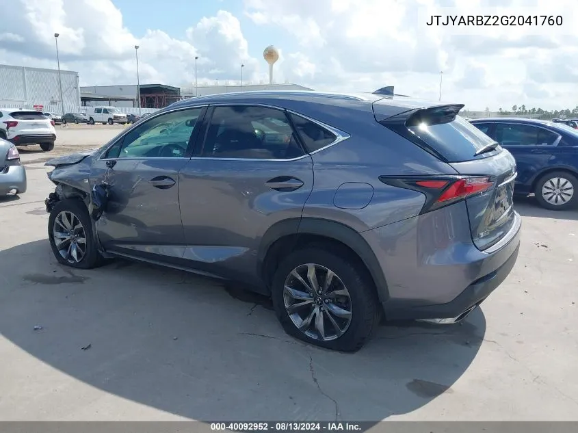 2016 Lexus Nx 200T F Sport VIN: JTJYARBZ2G2041760 Lot: 40092952