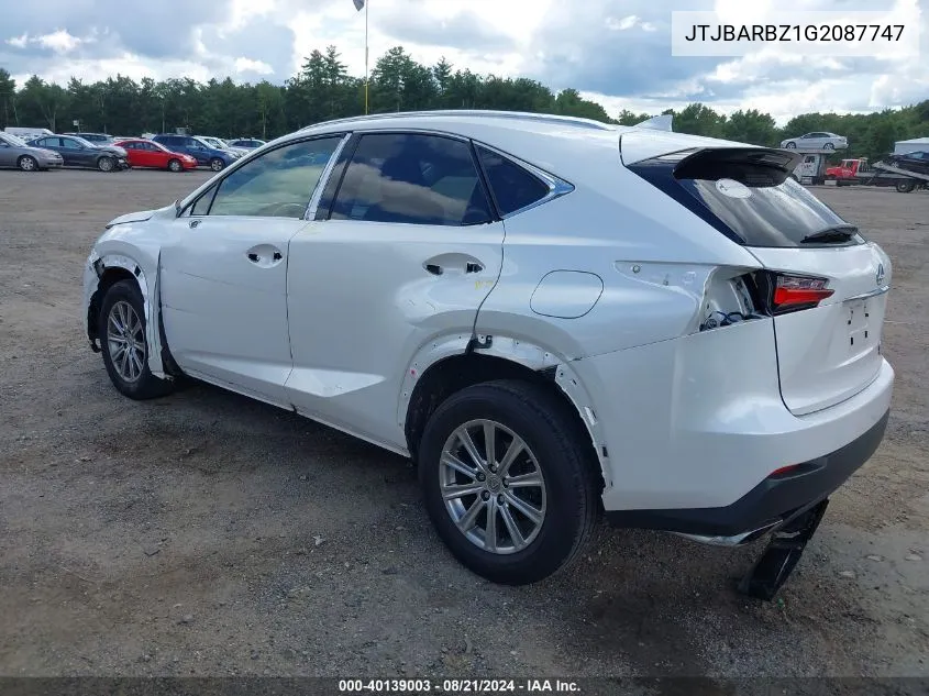 2016 Lexus Nx 200T VIN: JTJBARBZ1G2087747 Lot: 40139003