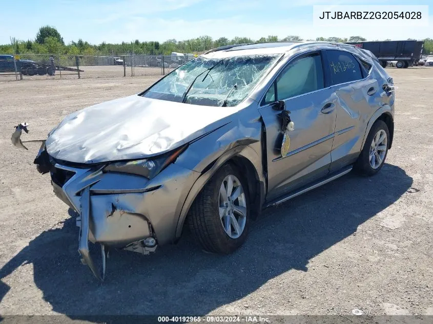 2016 Lexus Nx 200T VIN: JTJBARBZ2G2054028 Lot: 40192965