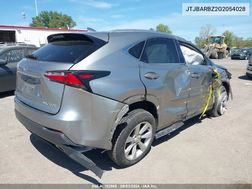 2016 Lexus Nx 200T VIN: JTJBARBZ2G2054028 Lot: 40192965