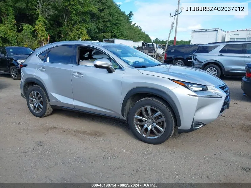 2016 Lexus Nx 300H VIN: JTJBJRBZ4G2037912 Lot: 40198754