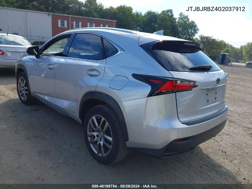 2016 Lexus Nx 300H VIN: JTJBJRBZ4G2037912 Lot: 40198754