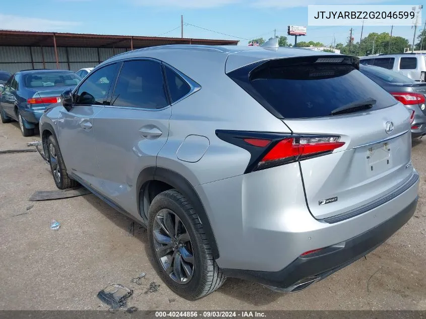 2016 Lexus Nx 200T F Sport VIN: JTJYARBZ2G2046599 Lot: 40244856