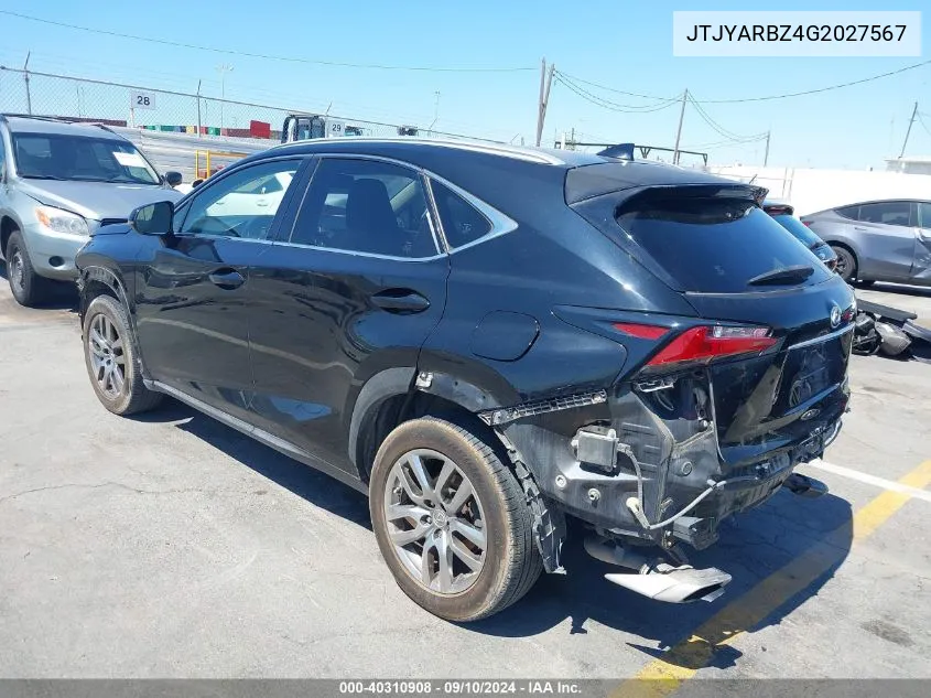 2016 Lexus Nx 200T VIN: JTJYARBZ4G2027567 Lot: 40310908