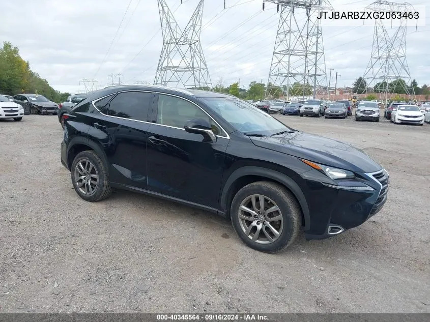 2016 Lexus Nx 200T 200T/Base/F Sport VIN: JTJBARBZXG2063463 Lot: 40345564