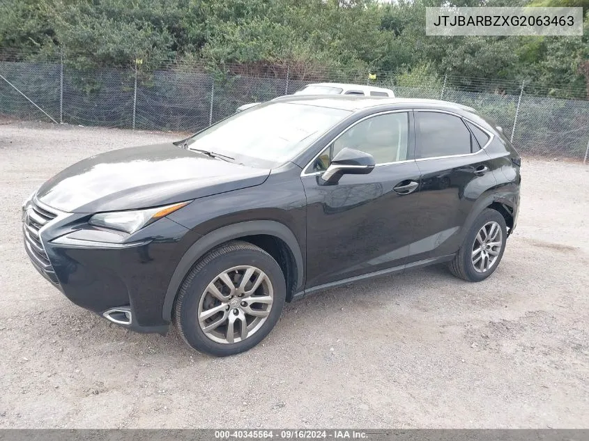 2016 Lexus Nx 200T 200T/Base/F Sport VIN: JTJBARBZXG2063463 Lot: 40345564