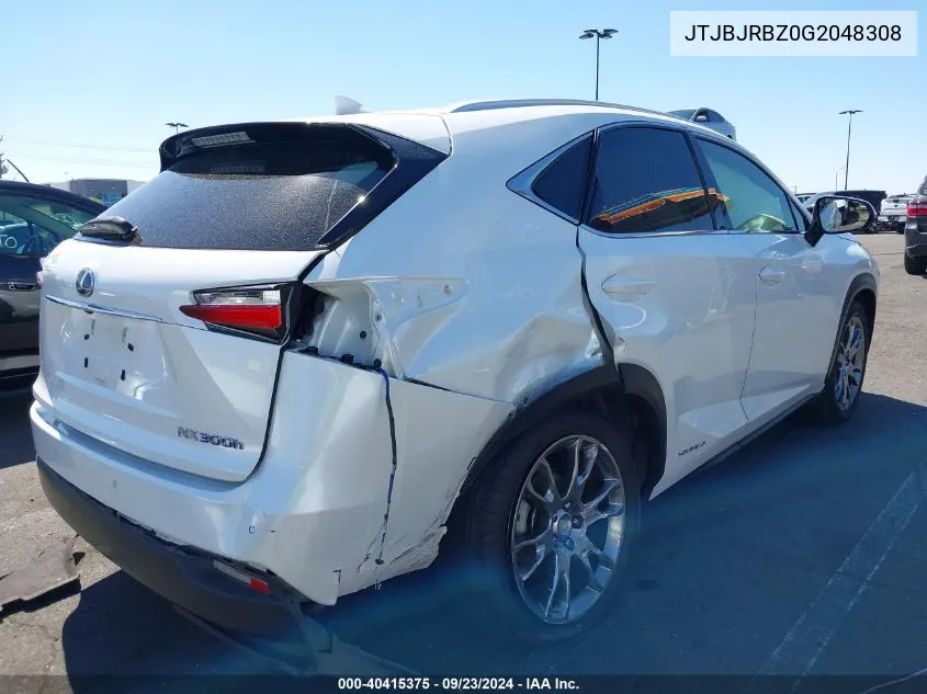 2016 Lexus Nx 300H VIN: JTJBJRBZ0G2048308 Lot: 40415375