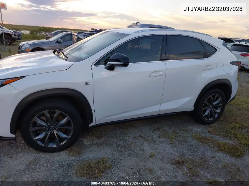 2016 Lexus Nx 200T F Sport VIN: JTJYARBZ2G2037028 Lot: 40483769