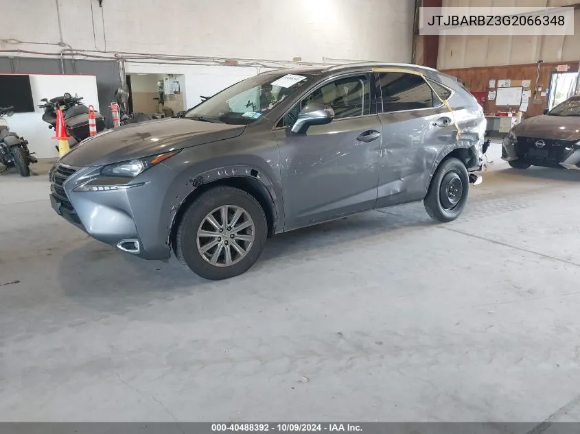 2016 Lexus Nx 200T VIN: JTJBARBZ3G2066348 Lot: 40488392