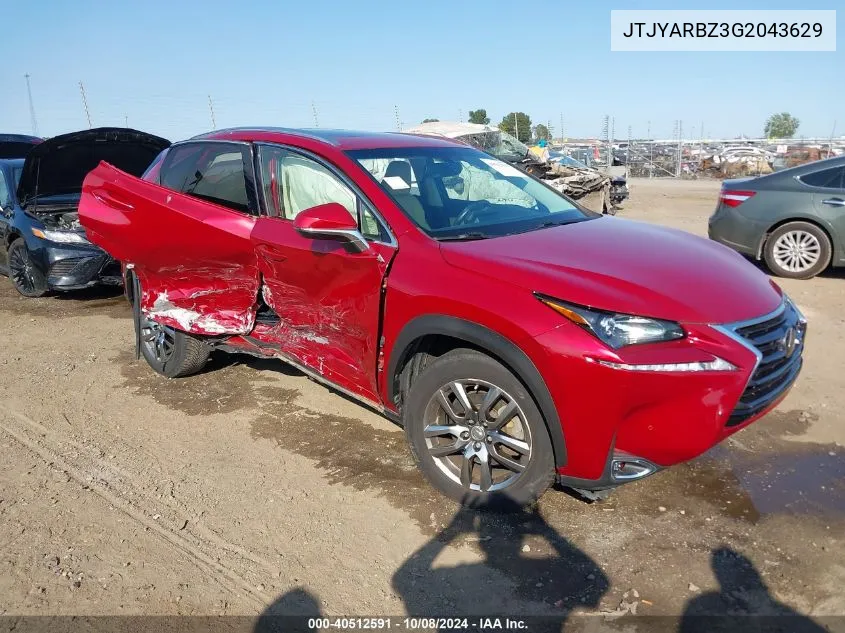 2016 Lexus Nx 200T VIN: JTJYARBZ3G2043629 Lot: 40512591