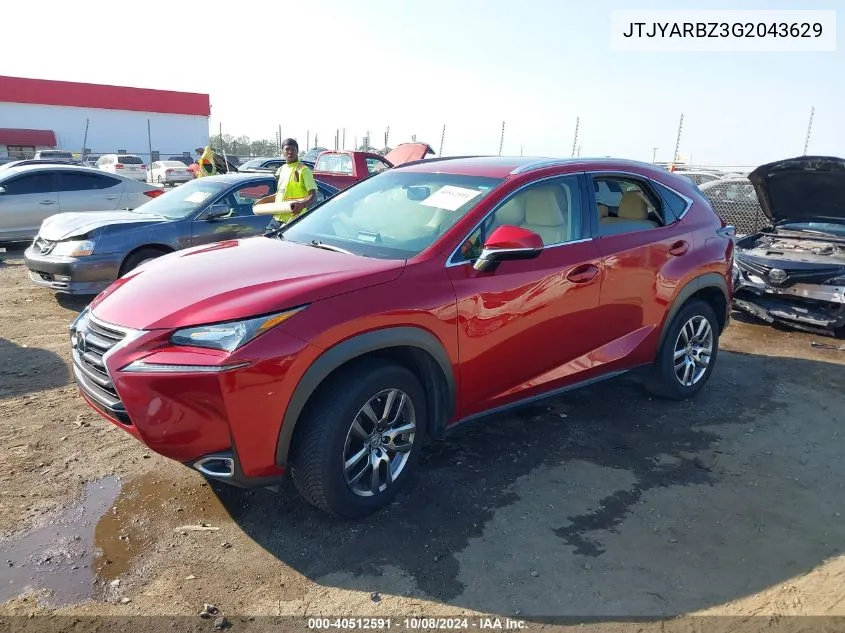 2016 Lexus Nx 200T VIN: JTJYARBZ3G2043629 Lot: 40512591