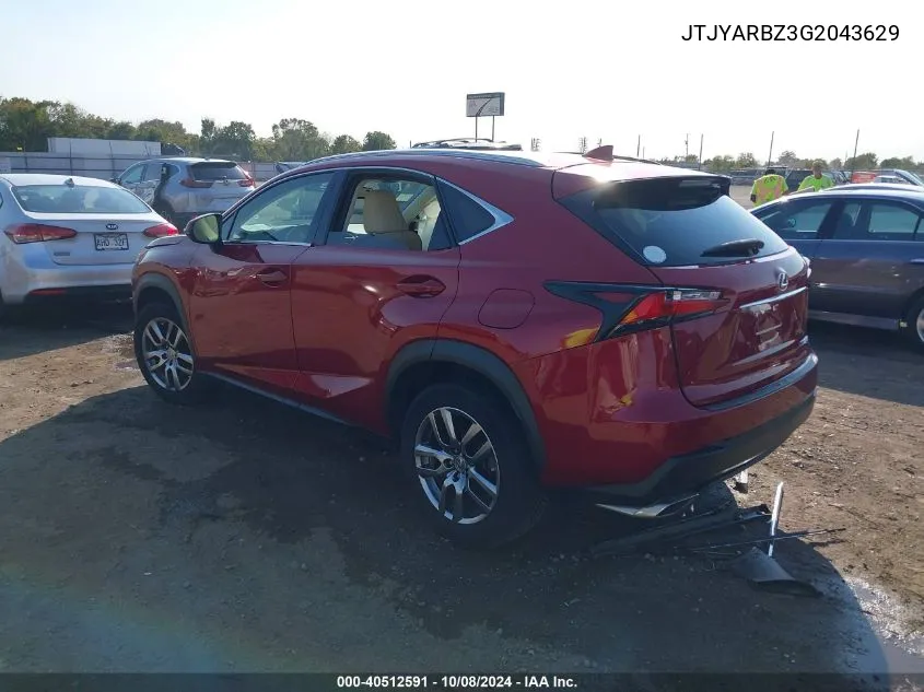 2016 Lexus Nx 200T VIN: JTJYARBZ3G2043629 Lot: 40512591