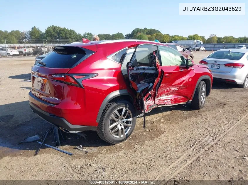 2016 Lexus Nx 200T VIN: JTJYARBZ3G2043629 Lot: 40512591