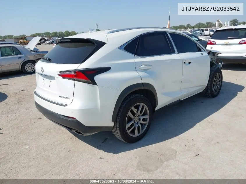 2016 Lexus Nx 200T 200T/Base/F Sport VIN: JTJYARBZ7G2033542 Lot: 40528363