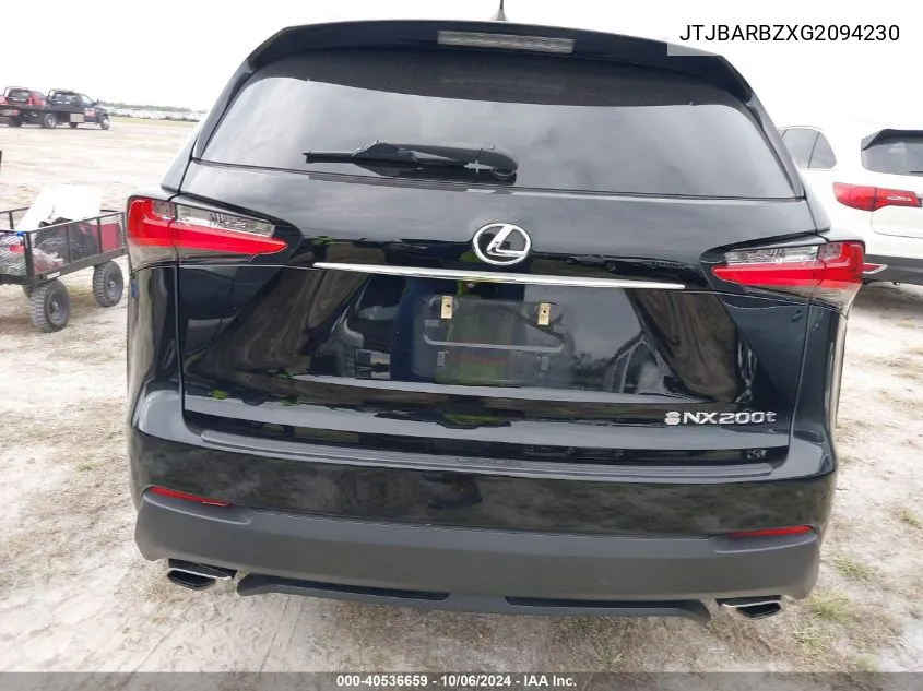 2016 Lexus Nx 200T/Base/F Sport VIN: JTJBARBZXG2094230 Lot: 40536659