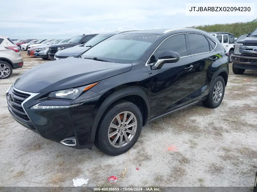 2016 Lexus Nx 200T/Base/F Sport VIN: JTJBARBZXG2094230 Lot: 40536659