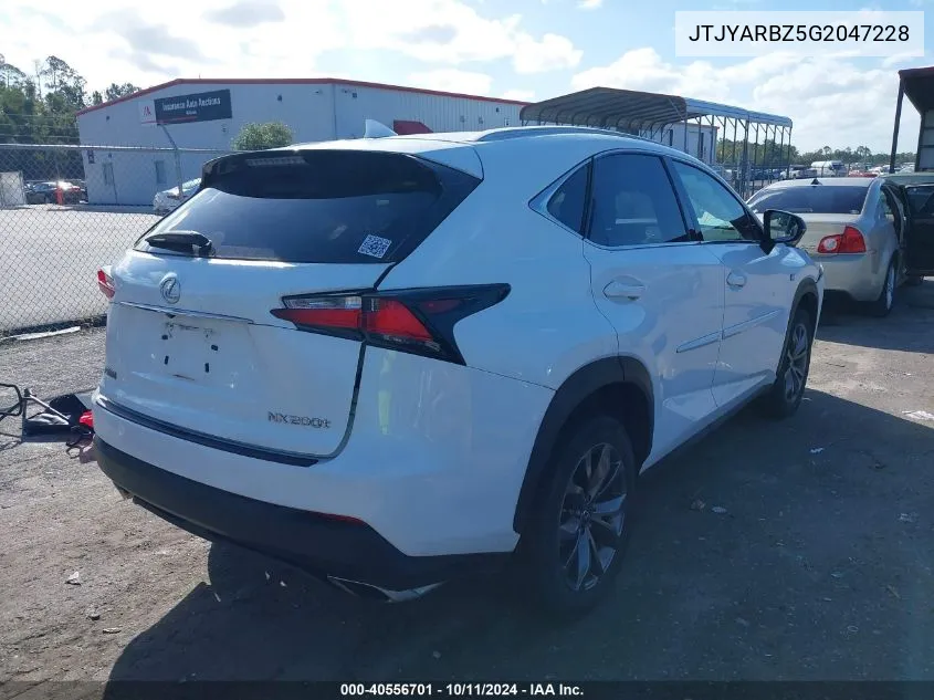 2016 Lexus Nx 200T/Base/F Sport VIN: JTJYARBZ5G2047228 Lot: 40556701