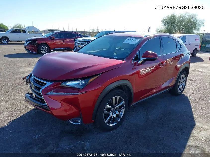 2016 Lexus Nx 200T VIN: JTJYARBZ9G2039035 Lot: 40572177