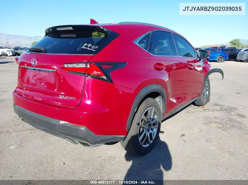 2016 Lexus Nx 200T VIN: JTJYARBZ9G2039035 Lot: 40572177