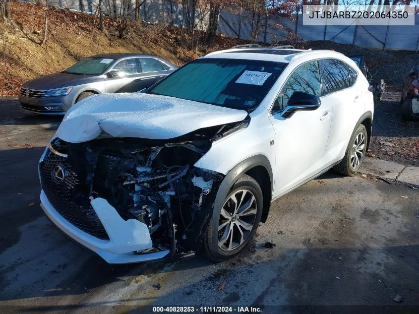 2016 Lexus Nx 200T F Sport VIN: JTJBARBZ2G2064350 Lot: 40828253