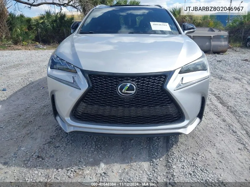 2016 Lexus Nx 200T F Sport VIN: JTJBARBZ8G2046967 Lot: 40848384