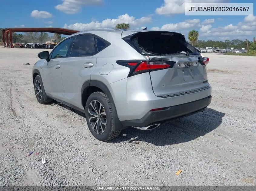 2016 Lexus Nx 200T F Sport VIN: JTJBARBZ8G2046967 Lot: 40848384