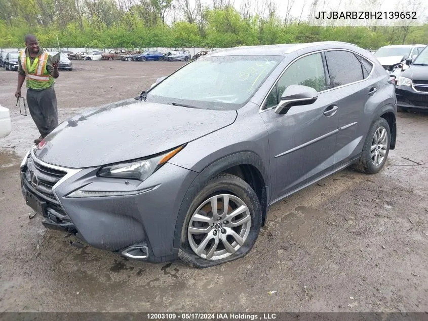 2017 Lexus Nx 200T/Base/F Sport VIN: JTJBARBZ8H2139652 Lot: 12003109