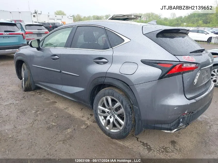 2017 Lexus Nx 200T/Base/F Sport VIN: JTJBARBZ8H2139652 Lot: 12003109