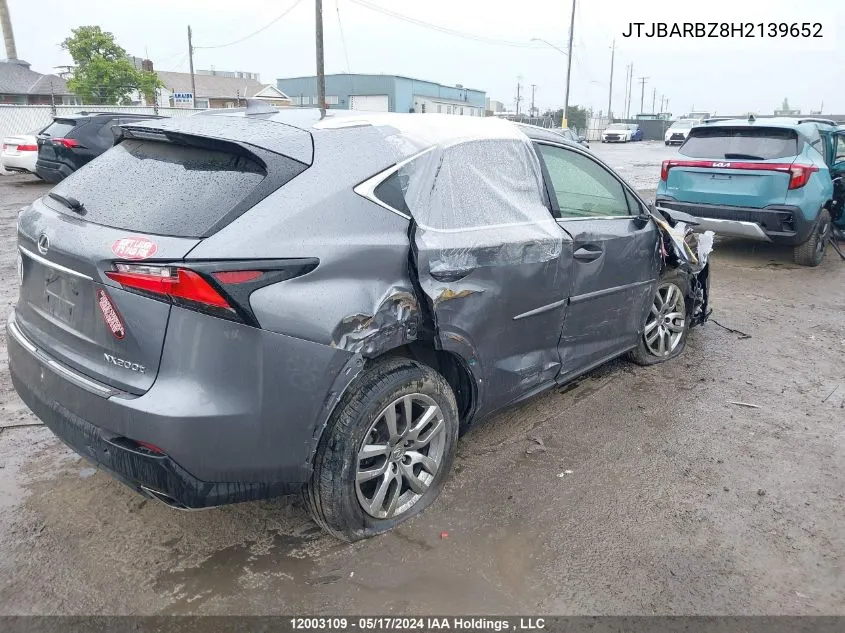 2017 Lexus Nx 200T/Base/F Sport VIN: JTJBARBZ8H2139652 Lot: 12003109