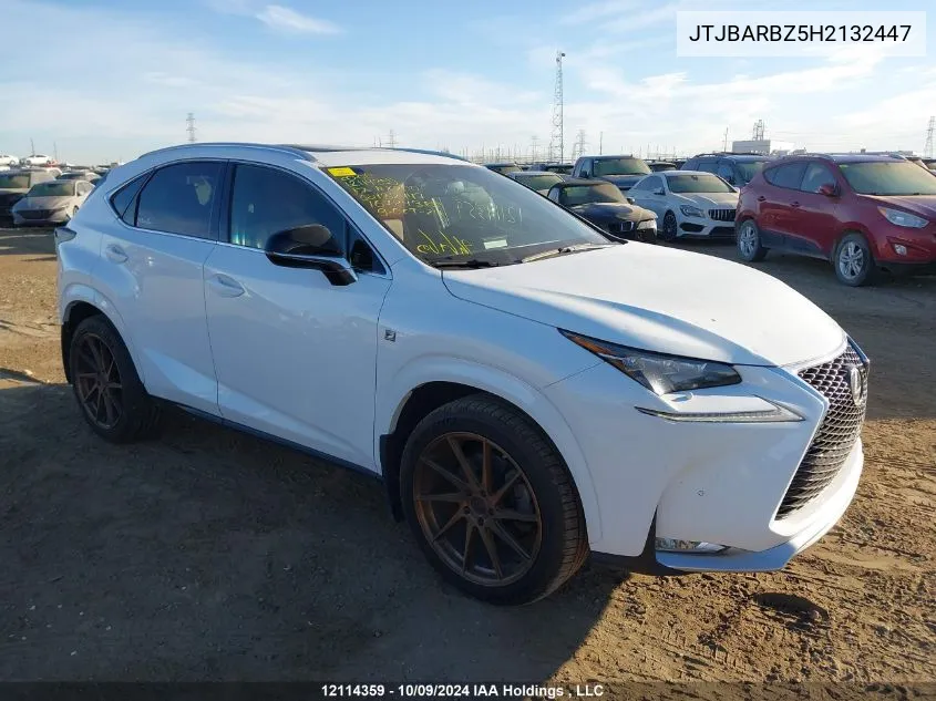 2017 Lexus Nx 200T/Base/F Sport VIN: JTJBARBZ5H2132447 Lot: 12114359