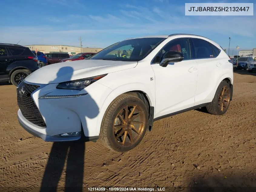 2017 Lexus Nx 200T/Base/F Sport VIN: JTJBARBZ5H2132447 Lot: 12114359