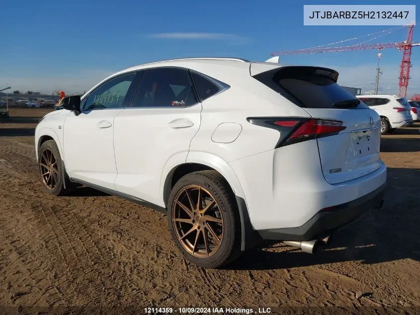 2017 Lexus Nx 200T/Base/F Sport VIN: JTJBARBZ5H2132447 Lot: 12114359