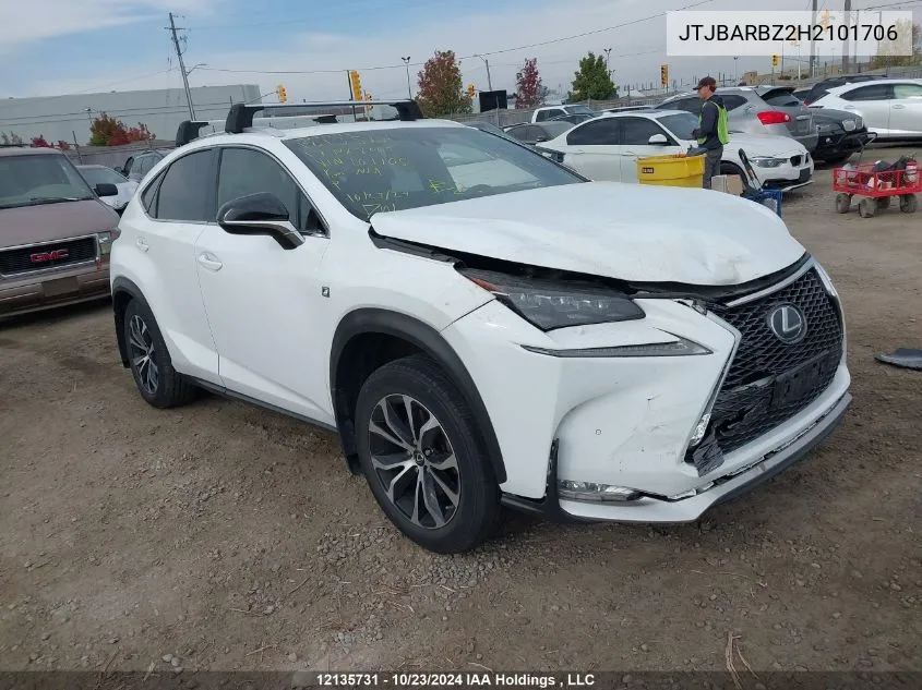 2017 Lexus Nx 200T/Base/F Sport VIN: JTJBARBZ2H2101706 Lot: 12135731