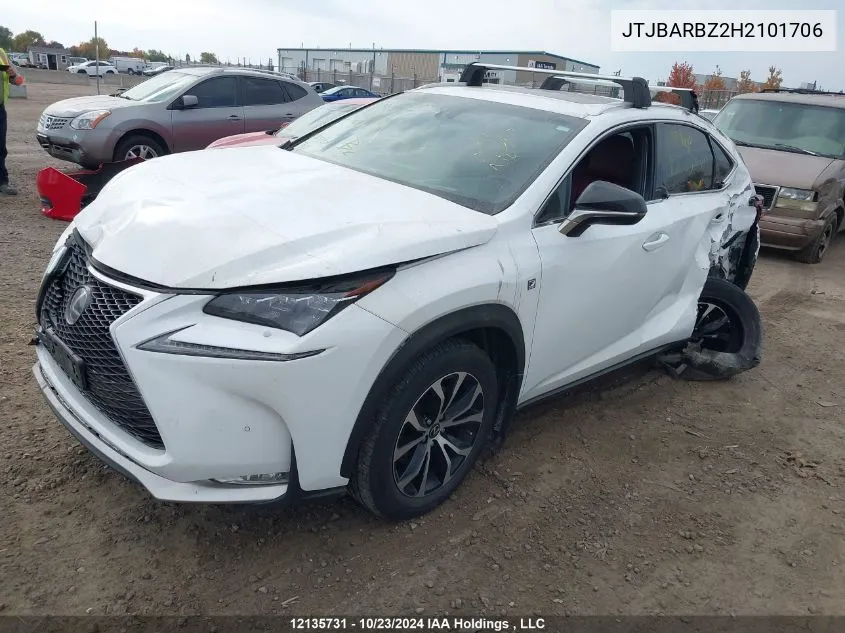 2017 Lexus Nx 200T/Base/F Sport VIN: JTJBARBZ2H2101706 Lot: 12135731