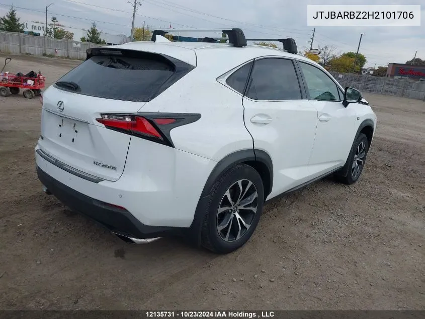 2017 Lexus Nx 200T/Base/F Sport VIN: JTJBARBZ2H2101706 Lot: 12135731