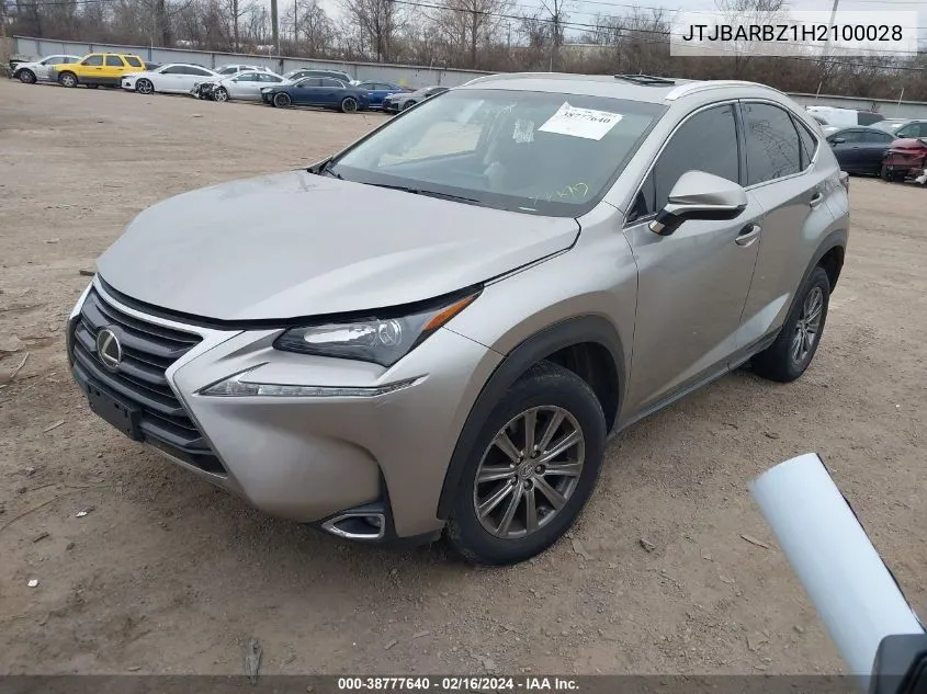 2017 Lexus Nx 200T VIN: JTJBARBZ1H2100028 Lot: 38777640