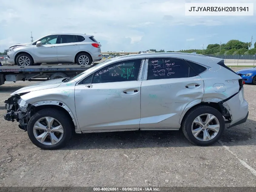 2017 Lexus Nx 200T VIN: JTJYARBZ6H2081941 Lot: 40026861