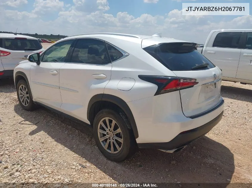 2017 Lexus Nx 200T/Base/F Sport VIN: JTJYARBZ6H2067781 Lot: 40180148