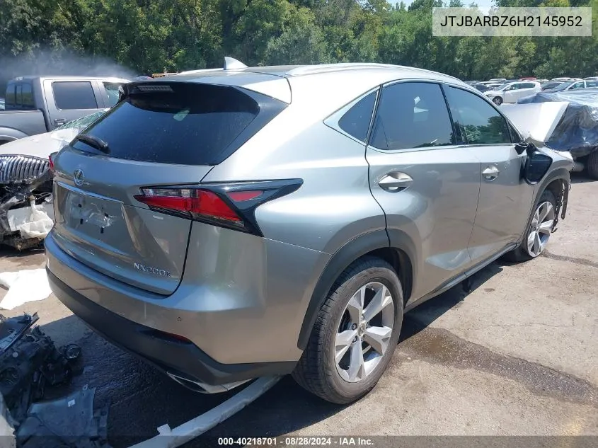 2017 Lexus Nx 200T VIN: JTJBARBZ6H2145952 Lot: 40218701