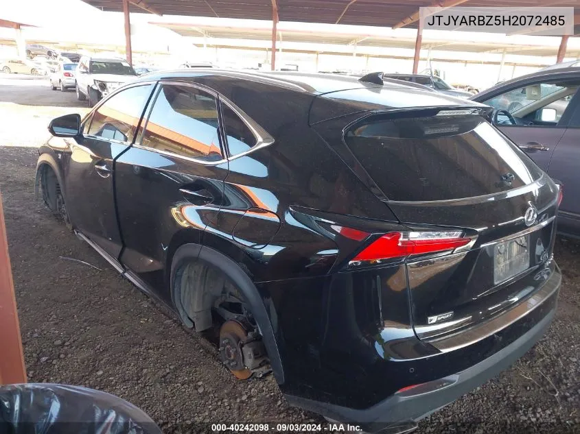 2017 Lexus Nx 200T F Sport VIN: JTJYARBZ5H2072485 Lot: 40242098